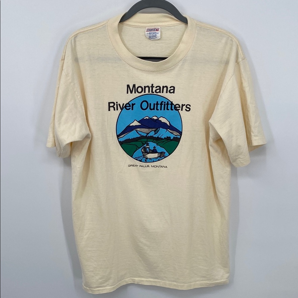 Vintage Montana River Outfitters Fishing Tee Shirt Men’s XL Great Falls MT